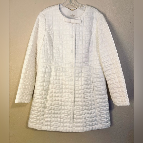 Talbots Jackets & Blazers - Kate Spade Bow Collar White Quilted Women's Coat Size XL